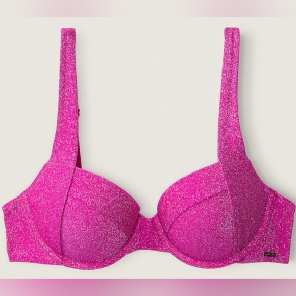XXL/L 4-Set ❤️VS PINK Shimmer Bikini Top Brazilian HighWaist Skirt Bikini Set - Picture 1 of 4